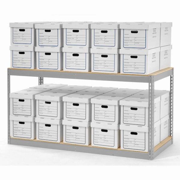 Global Industrial Record Storage Rack With 40 Boxes, 72W x 30D x 36H, Gray 130155 - main
